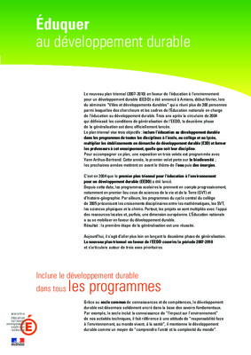 developpement durable dans les programmes de la%3F%3Feducation nationale Book