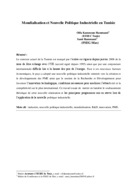 mondialisation et nouvelle politique industrielle en tunisie Book