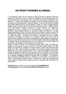 croissance demographique front pionnier bresil niveau 5eme Book
