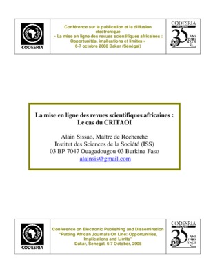 revues medicale africaines Book