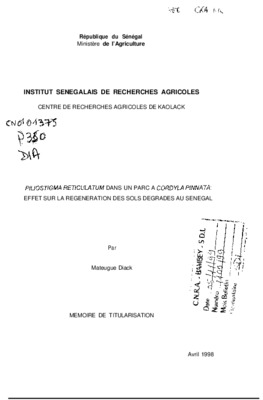 sylviculture de piliostigma reticulatum Book