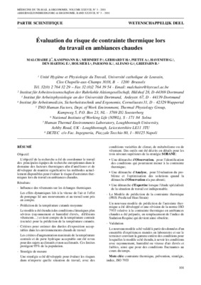 effetsde la contrainte thermique dans un milieu de travail et mesures preventives Book