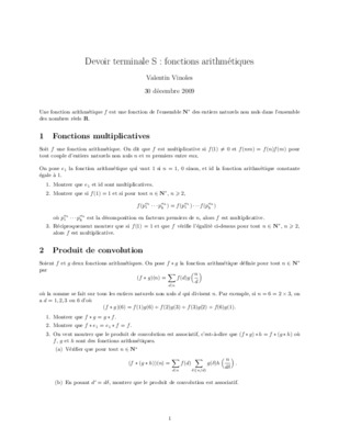 devoir terminale s fonctions arithmetiques corrige Book