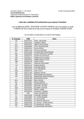 demamde des condidats pour entretien Book