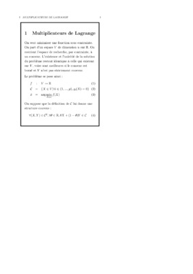exercices equation de lagrange avec multiplicateurs Book