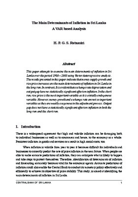 determinants de l inflation Book