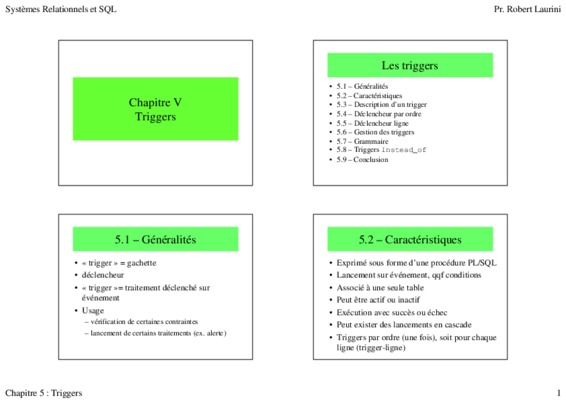 exercice corrige triggers sql Book