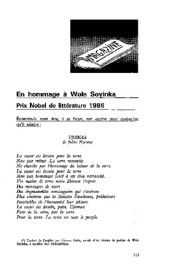 fiche de lecture wole soyinka Book