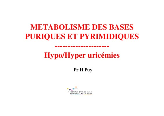 metabolisme des bases pyrimidiques Book