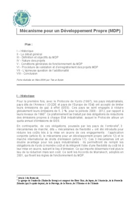memoire mecanisme de developpement propre Book