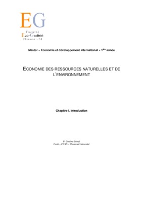 economie des ressources naturelles et de l_environnement Book