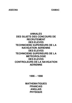 corrige annales des sujets des concours de recrutement des eleves techniciens superieurs de la navigation aerienne Book
