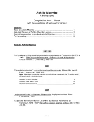 achille mbembe la chose et ses doubles Book