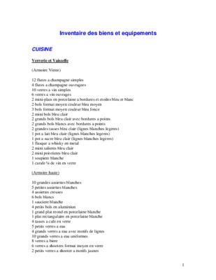 inventaire des equipements Book