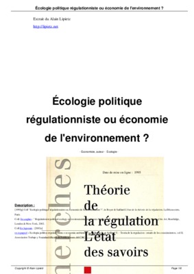 theorie regulationniste Book