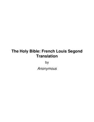 la sainte bible louis segond pdf Book