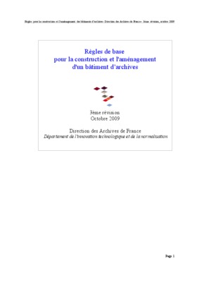 regles de base pour la construction d_un depot d_archives Book