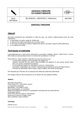 aerosoltherapie et ventilation Book