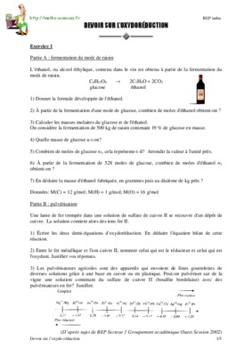 devoir 1ere s oxydoreduction Book