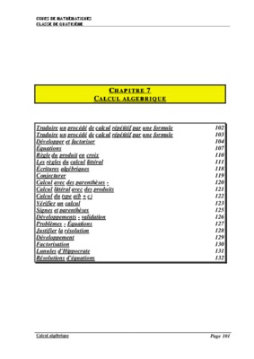 alcul litterral Book
