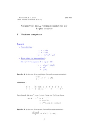 exercices des nombres complexe Book