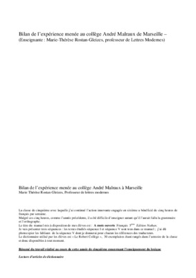 bilan college Book