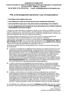 pnl et developpement personnel par correspondance Book