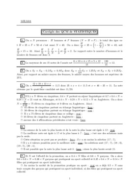 qcm corriges de statistiques Book