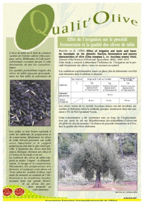 effet de l_eau sur la maturite des olives Book