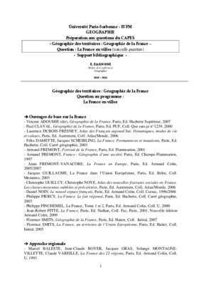 bibliographie la france en villes Book
