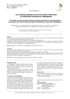 ruputures uterines aucours du travail Book