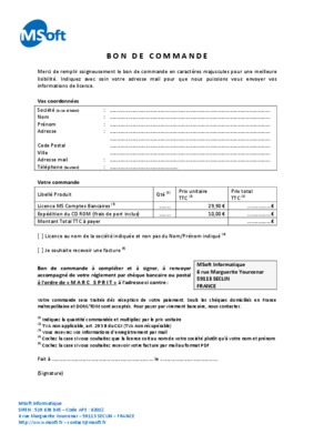 remplir bon commande Book
