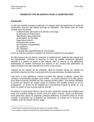 contrat type de construction Book