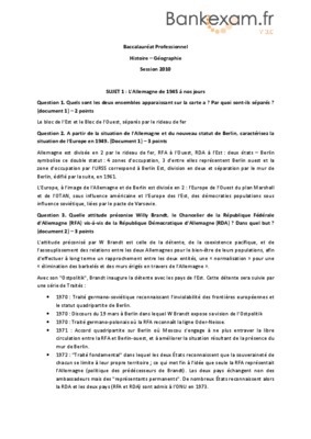 corrige baccalaureat professionnel u52 histoire geographie session 2009 Book
