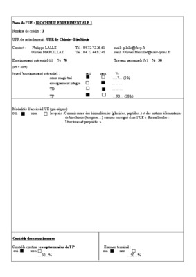 biochimie experimentale Book