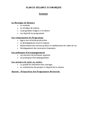 le plan de relance economique en algerie Book
