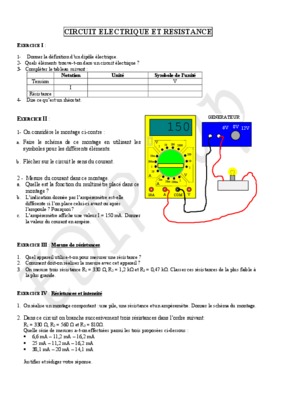 exercices les resistances enserie Book