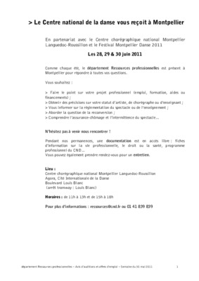 centre national danse lettre appel a projet 2011 Book