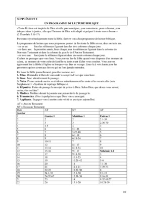 programme de lecture biblique 1 an Book