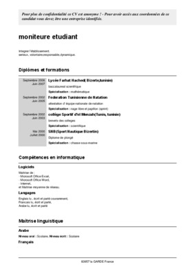 exemple de cv etudiant Book