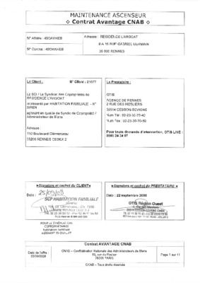 contrat ascenseur Book