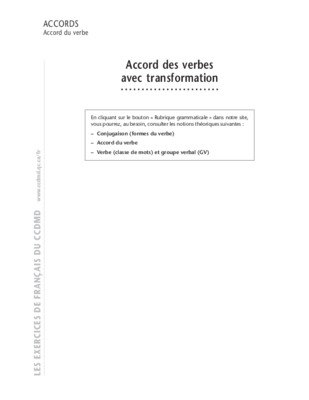 accord des sujets et verbes Book