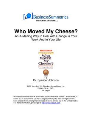who moved my cheese Book
