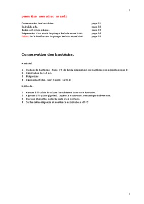 procedure de conservation des bacteries Book