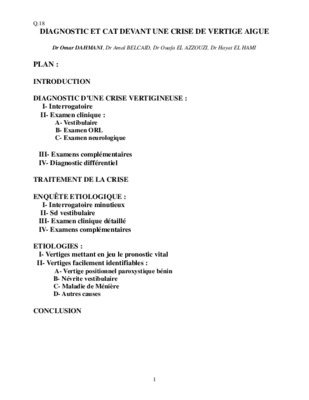 orientation diagnostic devant vertige Book