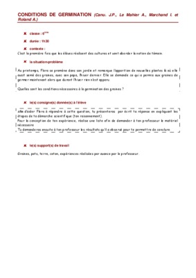 corrige les conditions de germination des graines Book