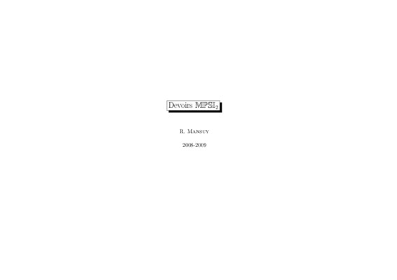 devoirs de mpsi Book