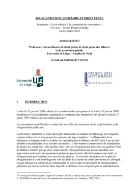 la reorganisation de la societe t droit Book