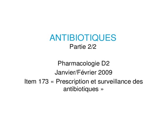 pharmacologie des antibiotiques Book