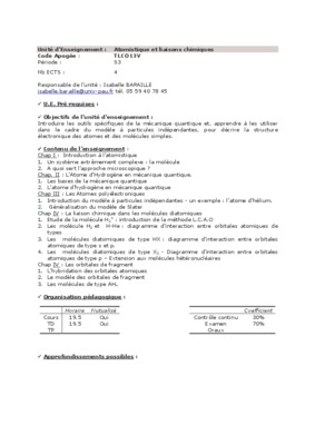 atomistique et liaisons chimiques Book